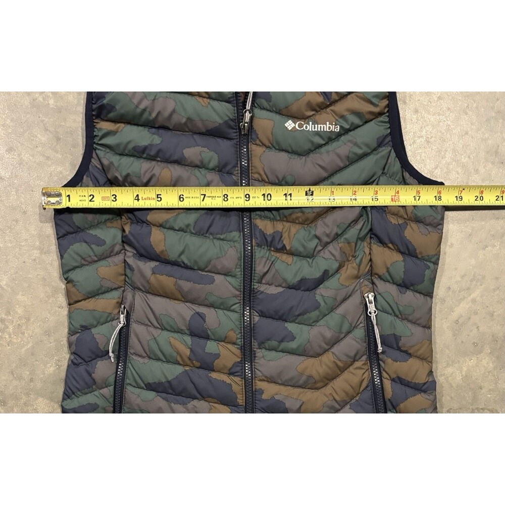 Columbia Omni-Heat Camo Puffer Vest Full Zip Zipped Pockets Womens Medium - Picture 3 of 8